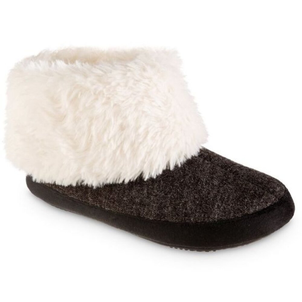 NWT isotoner Heather Knit MariSo I Slipper Boots Faux Fur Size M